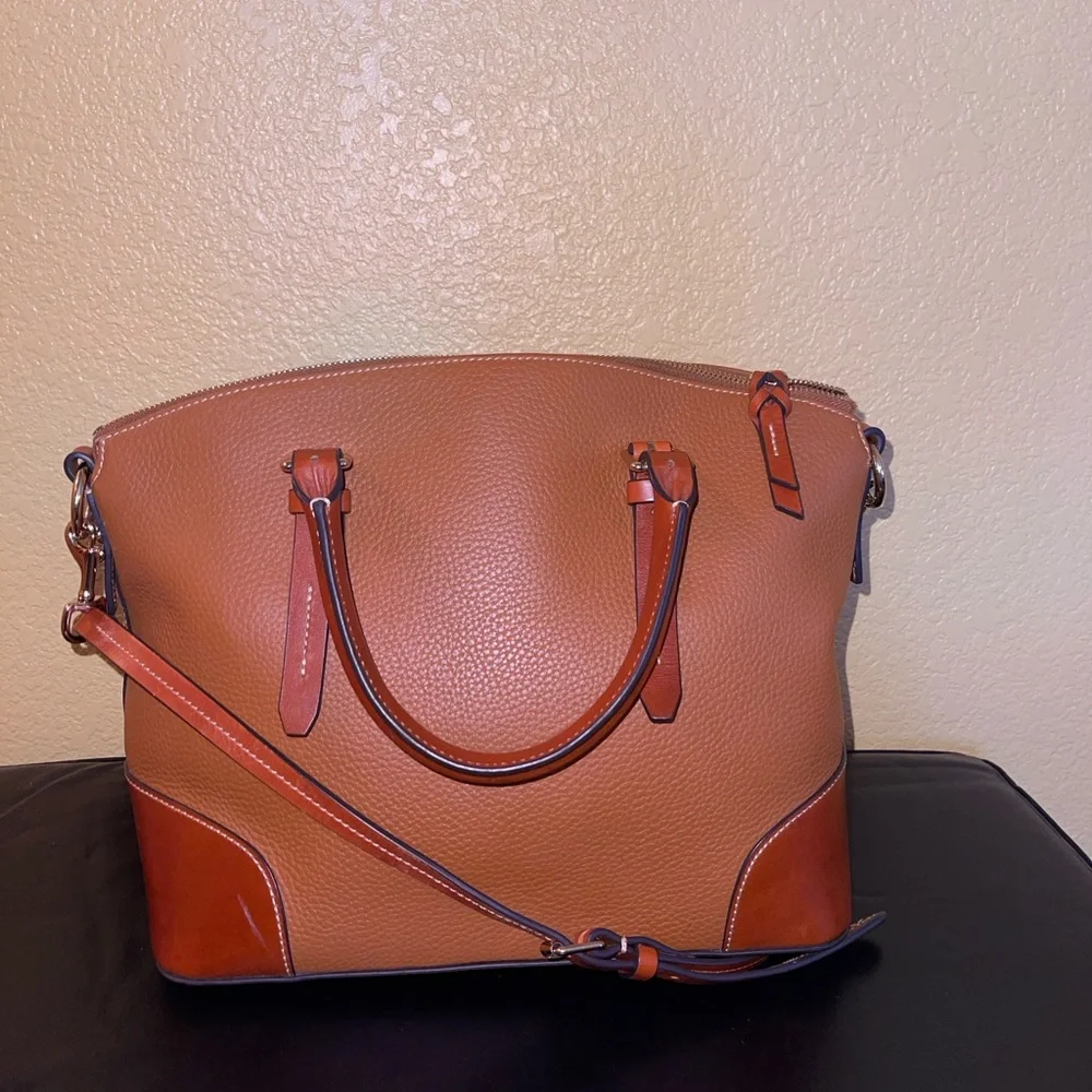 Dooney & Bourke Brown Leather Satchel - Picture 3 of 4